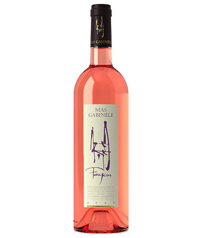 Bottle of Faugères pink wine 2020
